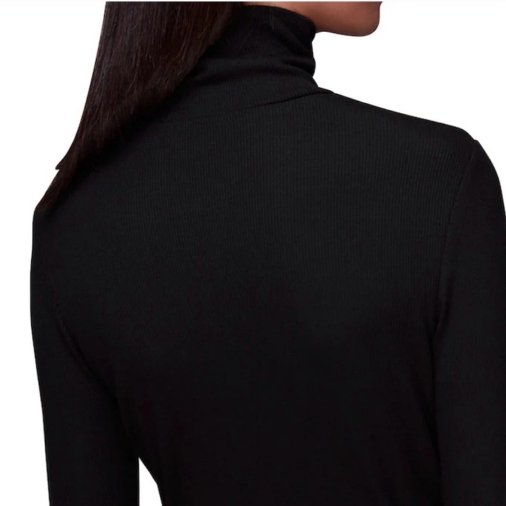 Whistles Ribbed Black Turtleneck Lightweight Sweater